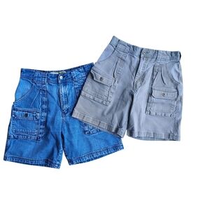Y2K Cabelas Womens Cargo Shorts Two Pair in Denim and Green